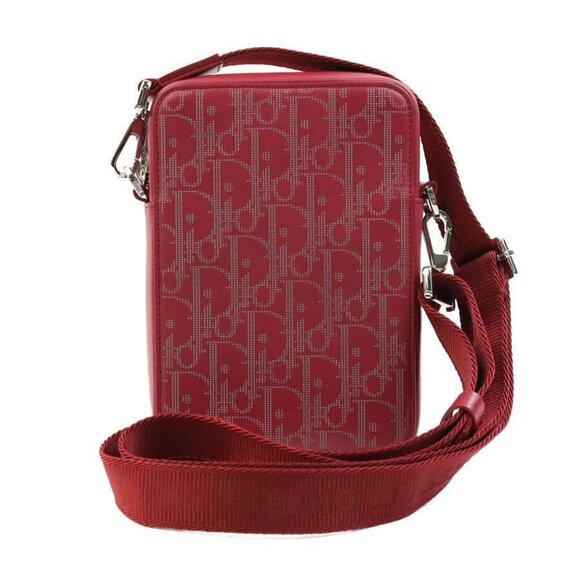 Authentic Christian Dior Crossbody Shoulder Bag Red Leather/Silvertone - 99930g - Picture 1 of 10